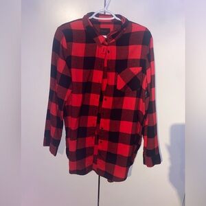 Men’s red and black flannel shirt